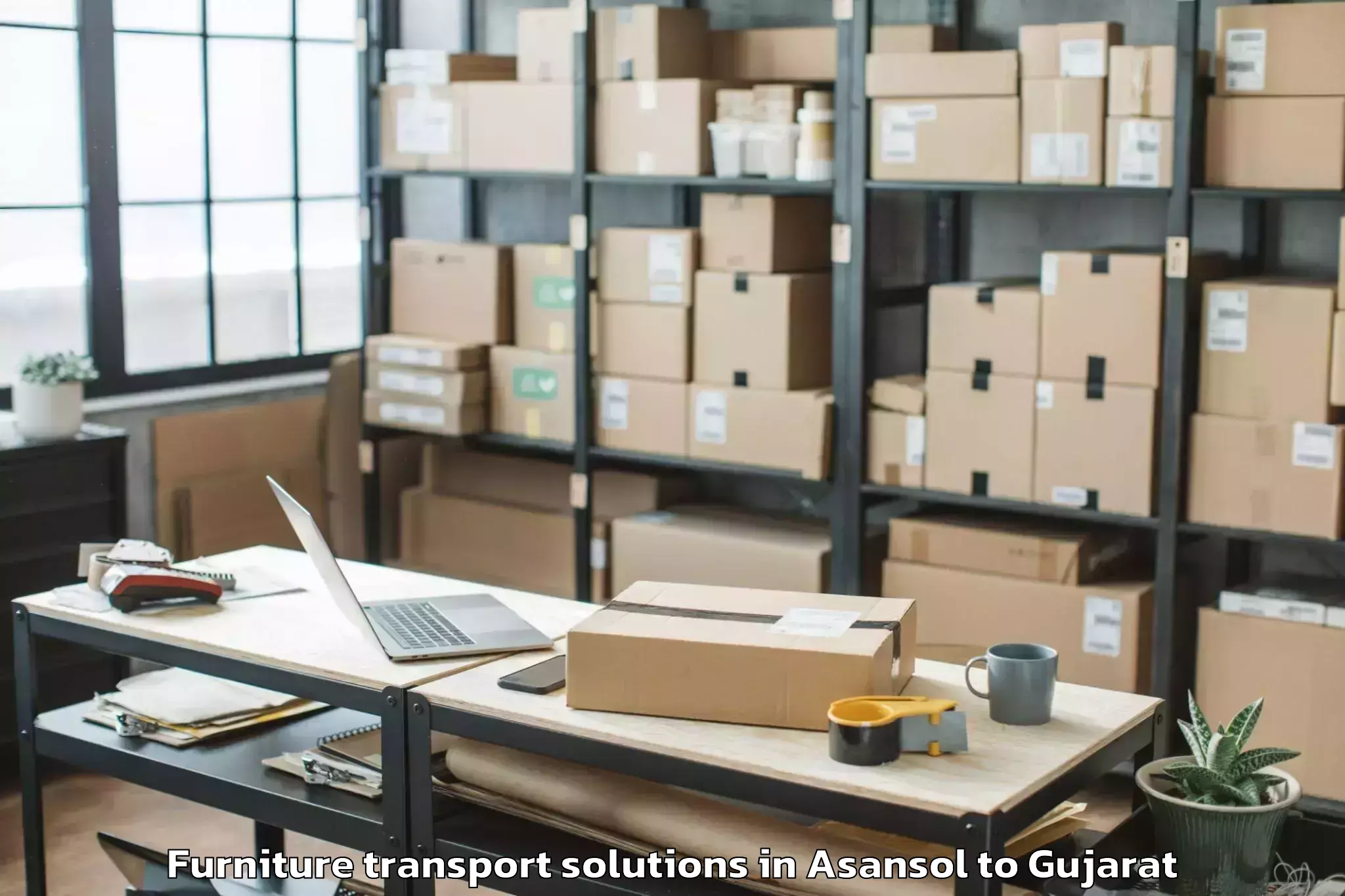 Book Asansol to Delvada Furniture Transport Solutions Online